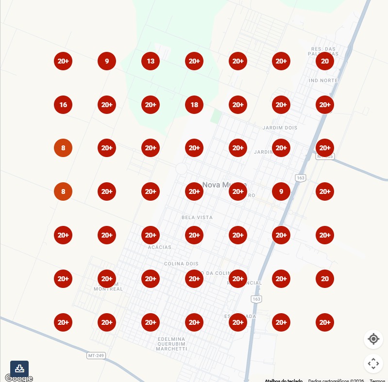 Mapa de posições do perfil do cliente, antes da otimização